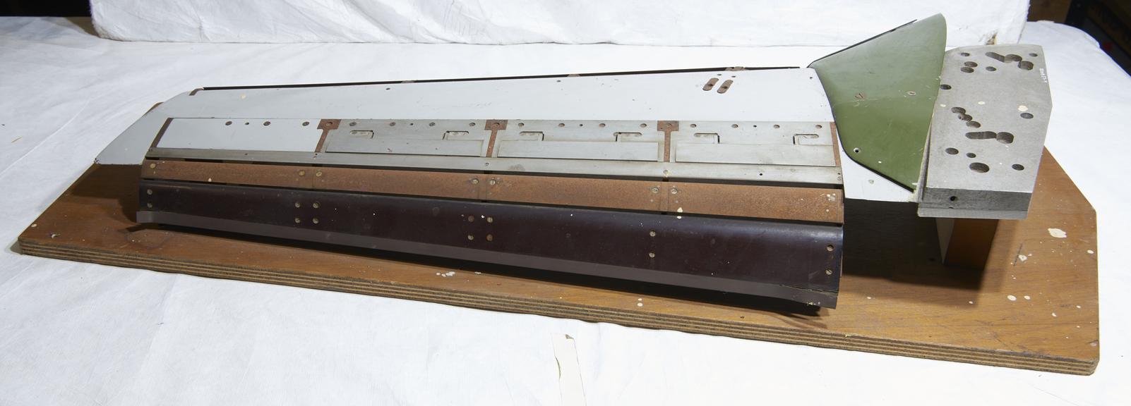 Scale model wing from a wind tunnel model of a variable geometry wing military strike aeroplane