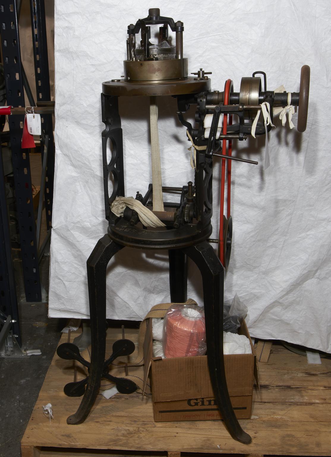 Loopwheel Machine Circular Knitting Machine and Box of Yarn | Science Museum Group Collection
