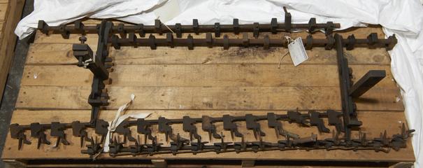 Metal creel for Bobbin winder manufactured by Thomas Holt Ltd. Used by Courtaulds Ltd