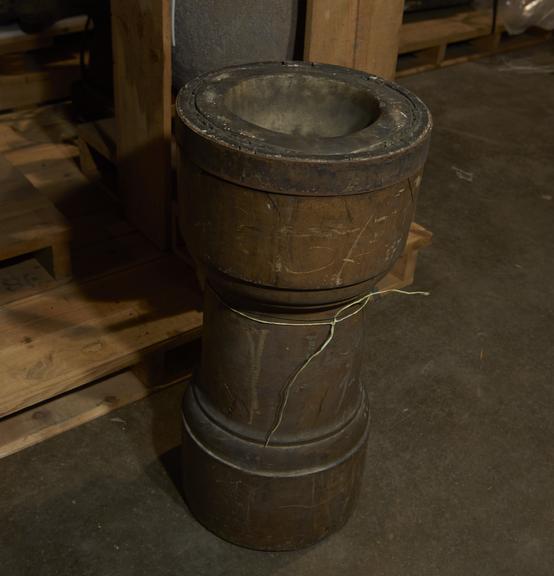 Marble Mortar in Massive Wooden Stand, European