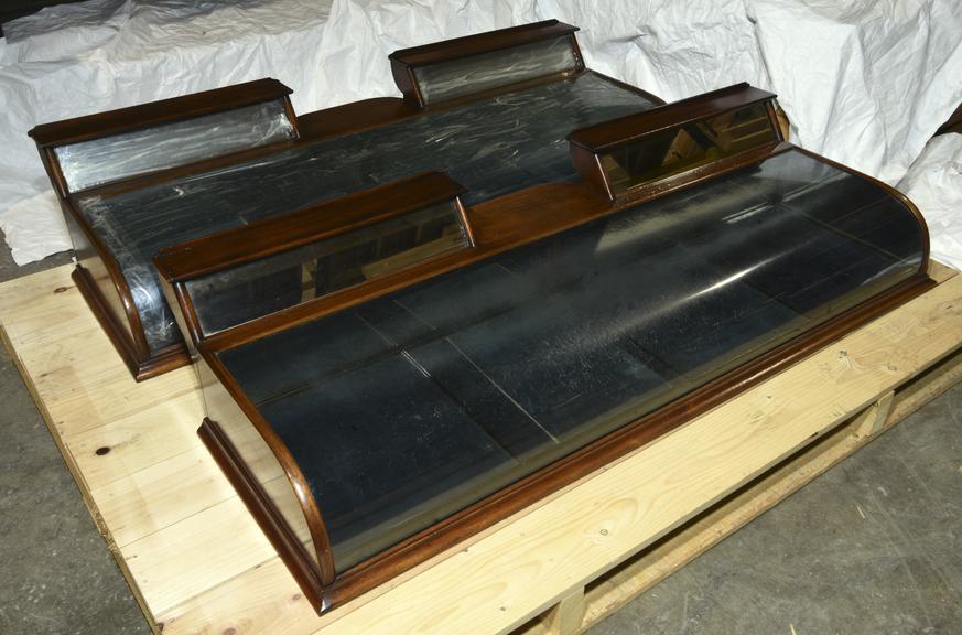 Two Counter Top Display Cases with Curved Glass Tops