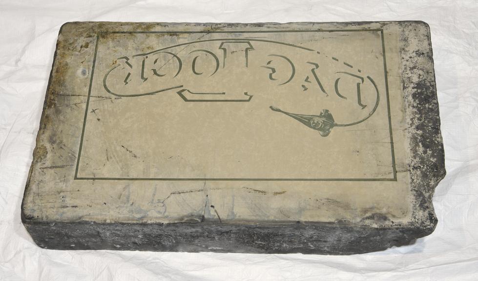 Lithographic Printing Stone with Large 'Daglock' Logo