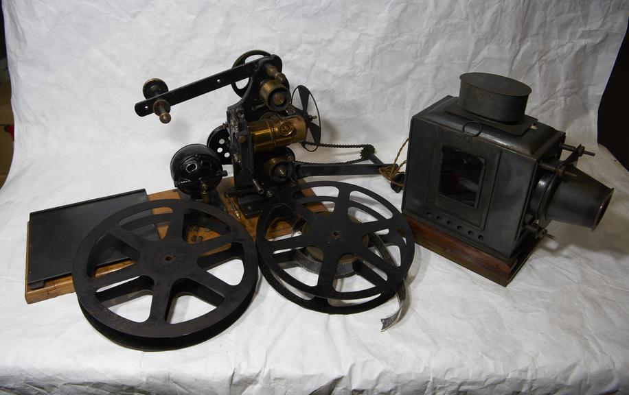 35mm Film Projector with Lantern and Film Spools