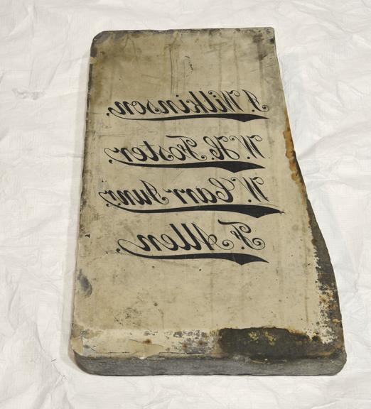 Lithographic Printing Stone with Four Names on