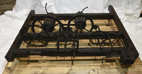 Iron Turret Clock in Wooden Frame