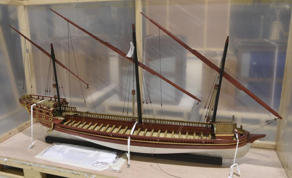 Whole rigged model of Maltese Galley Maestrale' (c. 1760)