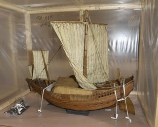Whole model of a Japanese junk, a merchant vessel of the old style