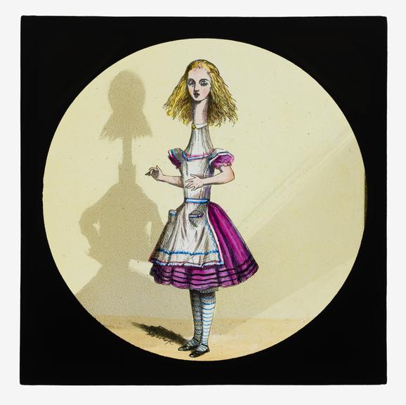 Magic lantern slide depicting Alice's Adventures in Wonderland