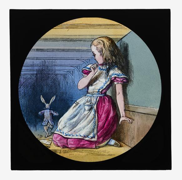 Magic Alice Fans Magic lantern slide depicting Alice's Adventures in Wonderland, Alice ...
