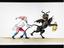 Magic lantern slide showing a baker, the devil and fair weights and measures