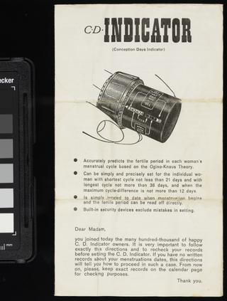 Instruction leaflet for CD (Conception Days) Indicator