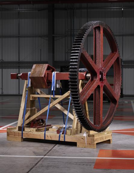 Gear section from undershot water wheel used to power a paper mill in Pool-in-Wharfedale