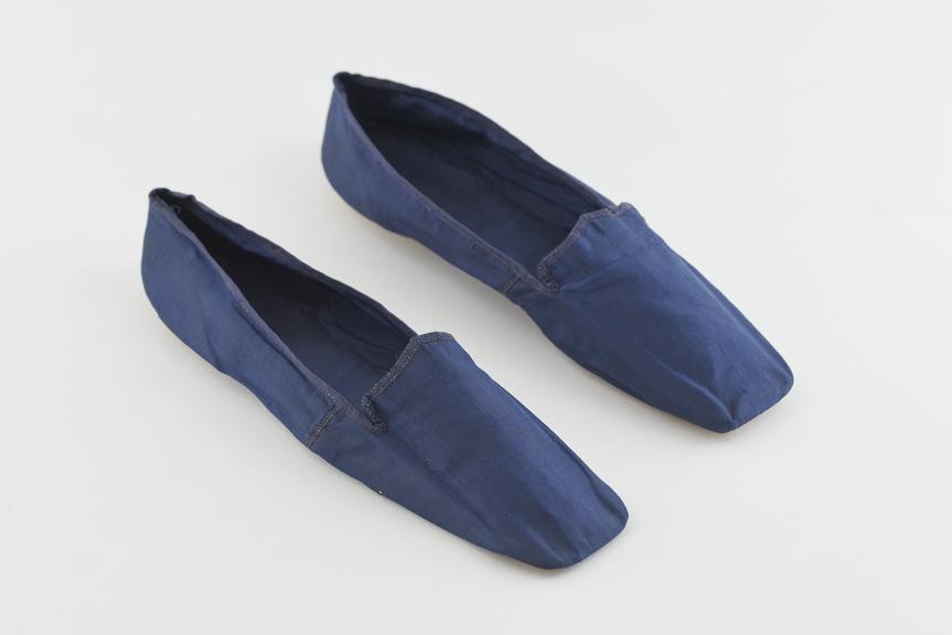 Pair of Queen Victoria's blue silk slippers