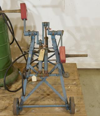 "Perfect" tyre pump on trolley, c. 1929