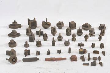 37 assorted steam valve internal patterns for locomotive components