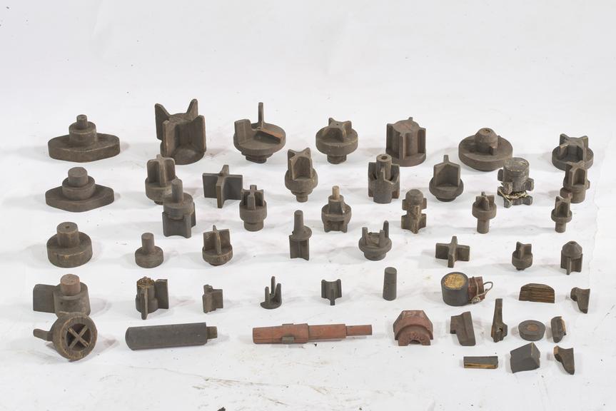37 assorted steam valve internal patterns for locomotive components