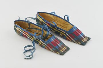 Pair of Queen Victoria's plaid silk slippers