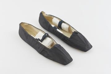 Pair of Queen Victoria's black silk slippers