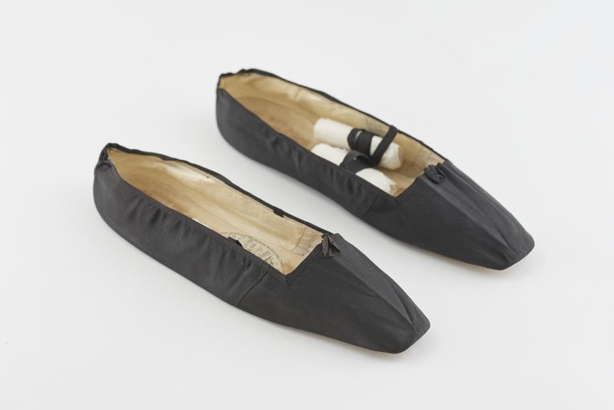 Pair of Queen Victoria's black silk slippers