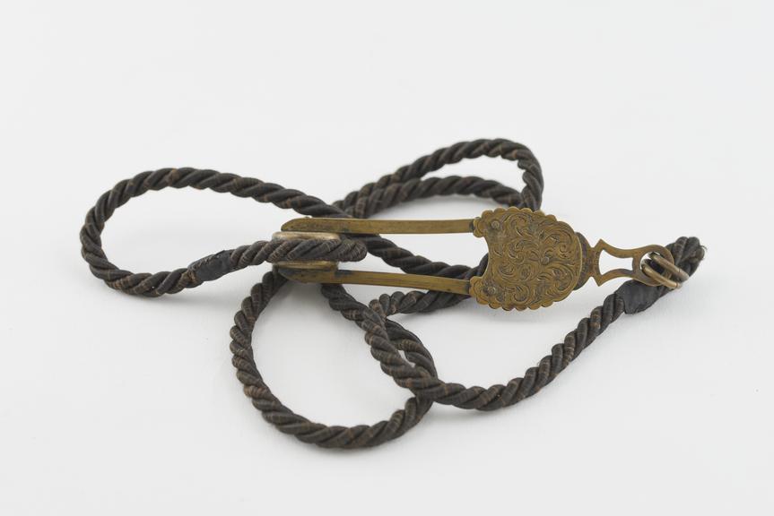 Thick Black Silk Cord Belt with Engraved Buckle