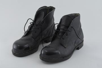 Miner's pair heavy duty leather boots with steel toe cap, issued by National Coal Board