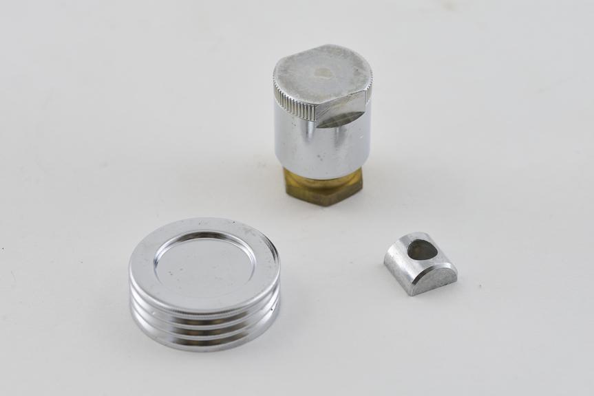Steel and Brass Valve, Metal Semi-Circular Collar and Tin Screw Lid