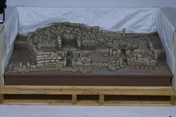 Model of Ggantija megalithic temple on the Maltese island of Gozo, 3000-2500 BC.