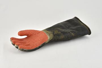 Shotblaster's protective gloves, one of a pair
