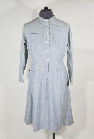 Nurse's blue dress worn by Miss C.C. Ross