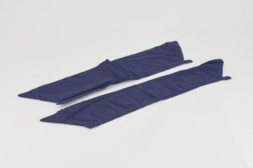 Two straight navy blue cotton collars with pointed collar tips