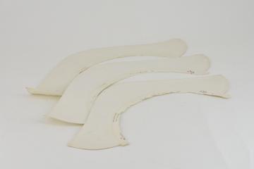 Three white linen curved stiffened collars with buttonholes