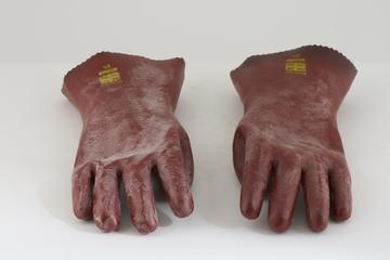 Pair of gloves from sewer flusher's kit