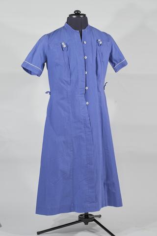 Blue cotton short-sleeved nurse's uniform dress