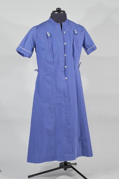 Blue cotton short-sleeved nurse's uniform dress