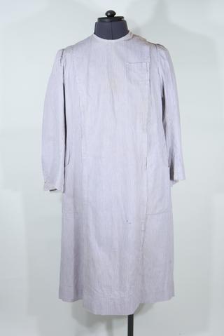 Nurse's uniform dress of narrow white and lilac stripes