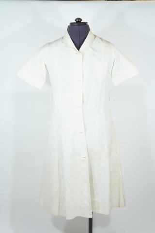 Midwife's white uniform dress of mercerised poplin
