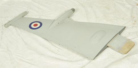 Proper right wing from model of BAe Nimrod AEW3 reconnaissance aircraft made by British Aerospace plc
