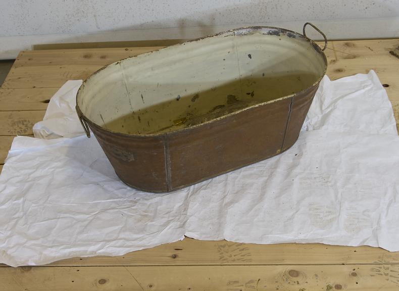 Portable Brown-Painted Tin Bath