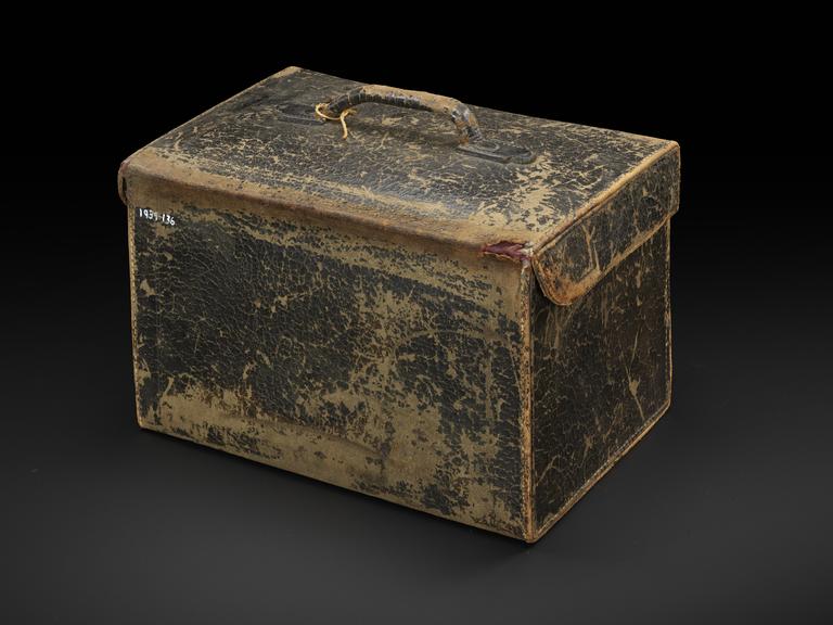 Leather case for photographic developing chemicals set