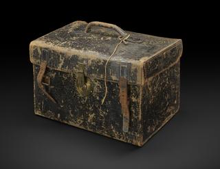 Leather case for photographic developing chemicals set