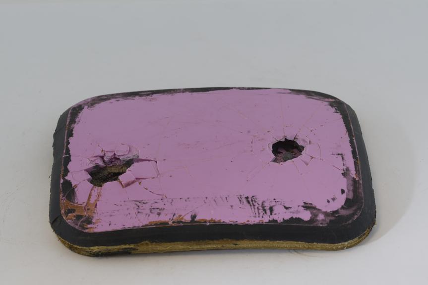 Sample of Protective Plate used in Body Armour Showing Effect of Ballistic Test