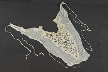 Modesty bodice with guipure lace front and neck edging similar to Venetian needlepoint