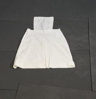 White Linen Apron with Square Button-up Bib and Button Waist