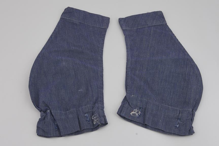 Pair of Navy Blue and White Striped Removable Sleeves.