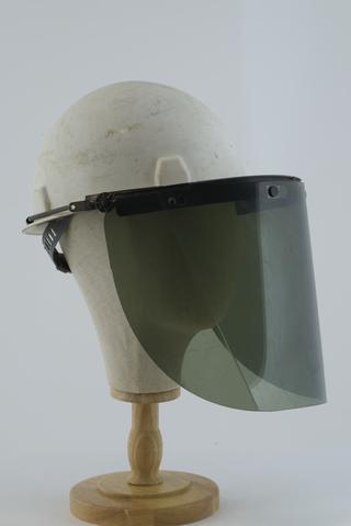 Helmet with visor for blast furnace worker, 1981