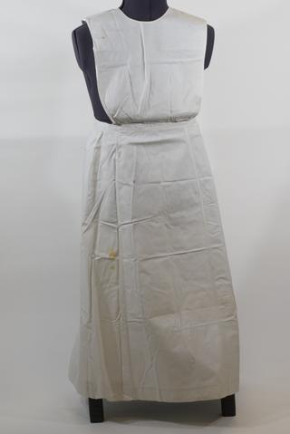 White linen apron with round bib