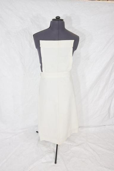 White heavy linen apron with square pin-up bib
