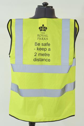 High visibility tabard to encourage social distancing