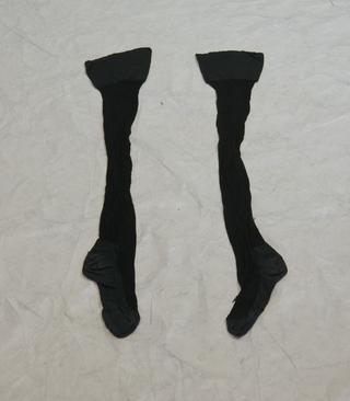 Pair of Thick Black Silk Seamed Stockings.