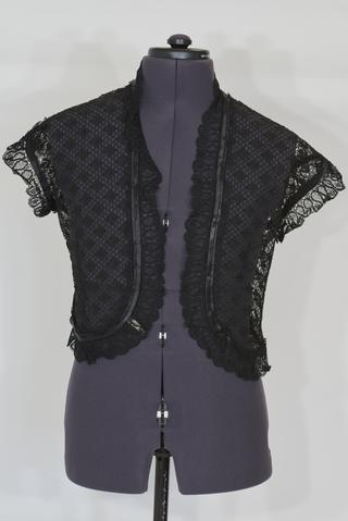 Black lace jacket with fitting back and curved hem